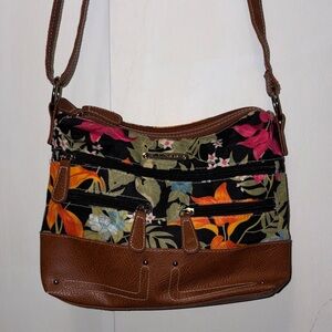 Stone Mountain Accessories Floral Crossbody Bag - Black and Brown